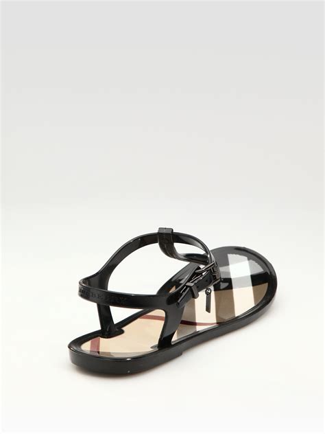 Black Rubber Thong Sandals .